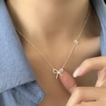 thumbnail image 4 of SFTING 925 Sterling Silver Bow Necklace Dainty Silver Bow Pendant for Women, 4 of 6