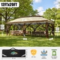 thumbnail image 2 of COBIZI 12x20 Pop-up Gazebo Patio Gazebo Outdoor Gazebo Canopy with Mosquito Netting Patio Tent Backyard Canopy with 2-Tiered Vented Top 3 Adjustable Height and 144 Square Ft of Shade, Beige, 2 of 5