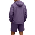 thumbnail image 5 of Hearthz Mens Track Suits 2 Piece Set Full Zip Men's UPF 50+ Light Hooded Jacket and Shorts Set Quick Dry Mens Tracksuit Jogging Sets Purple L, 5 of 8