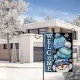 thumbnail image 6 of SM-XLHN Welcome Winter Snowman Small Decorative Garden Flag, Christmas Blue Hat Snowflake Yard Lawn Outside Decor, Seasonal Burlap Outdoor Home Decoration Double Sided 12 x 18, 6 of 6