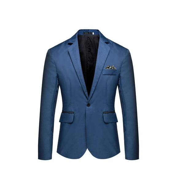 JWZUY Mens Blazer Jacket Regular Fit Stretch Sport Coats Solid Classic Blazer Suit Dark Blue M