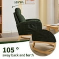 thumbnail image 3 of EBQOSK Modern Accent Rocking Chair Rocking Chair with Solid Wood Legs, Upholstered Nursery Glider Rocker, Comfy Armchair with Side Pocket, Lounge Arm Chair with High Backrest fabric Dark Green, 3 of 7