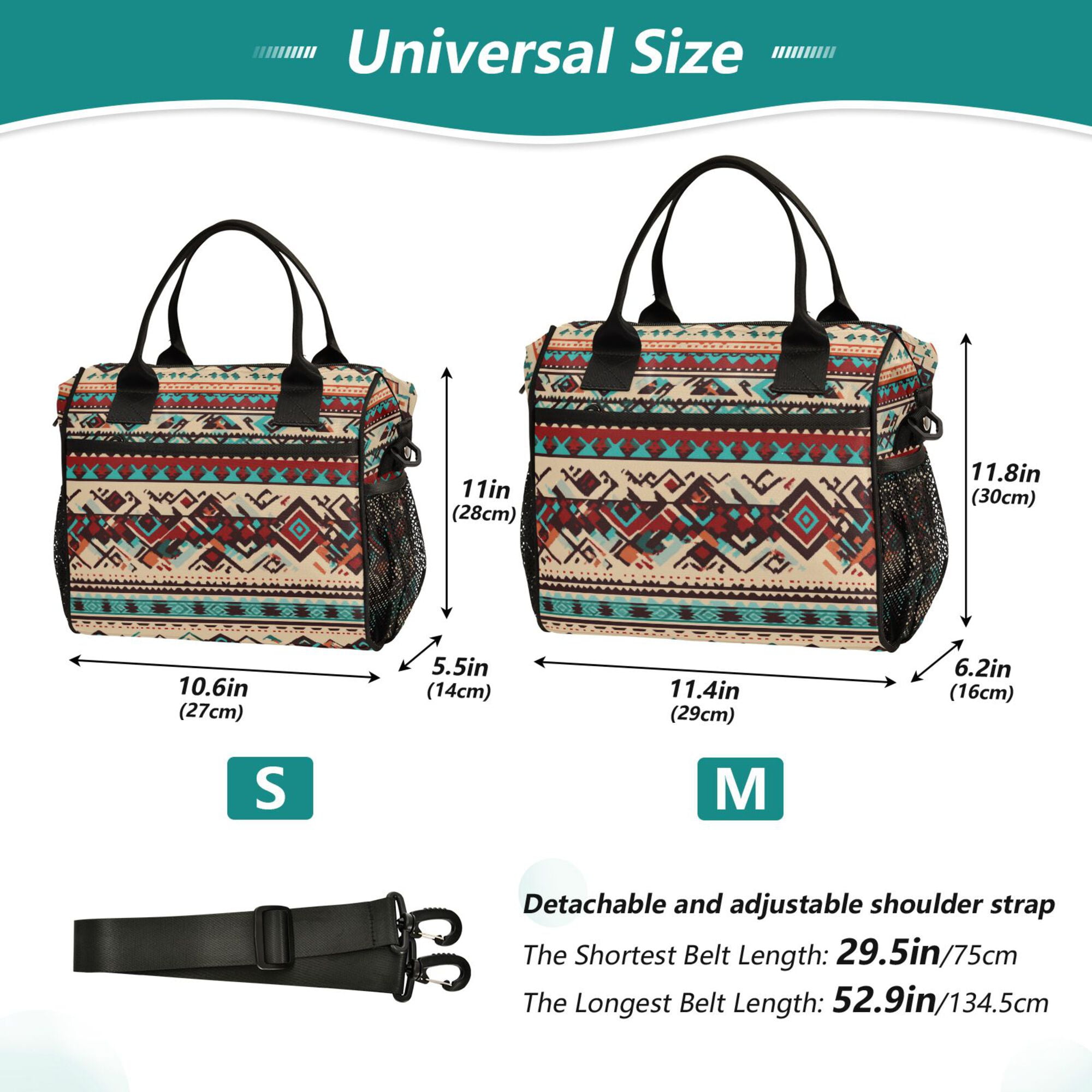 FORMRS Insulated Lunch Bag Unisex Large Capacity with Shoulder Strap, Tribal Art