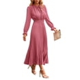 thumbnail image 1 of Vestido PRETTYGARDEN XXL Manga Larga Escote en V Rosa, 1 of 8
