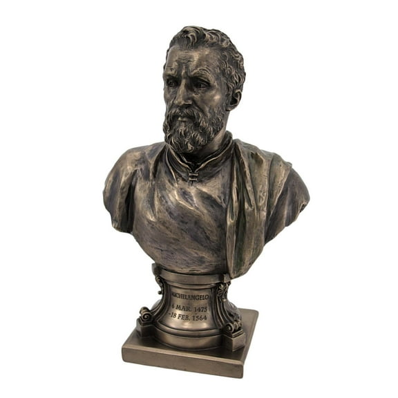 Unicorn Studio Italian Sculptor Artist Michelangelo Buonarroti Figurine 9 1/2 Inch Bronze Resin Bust Statue