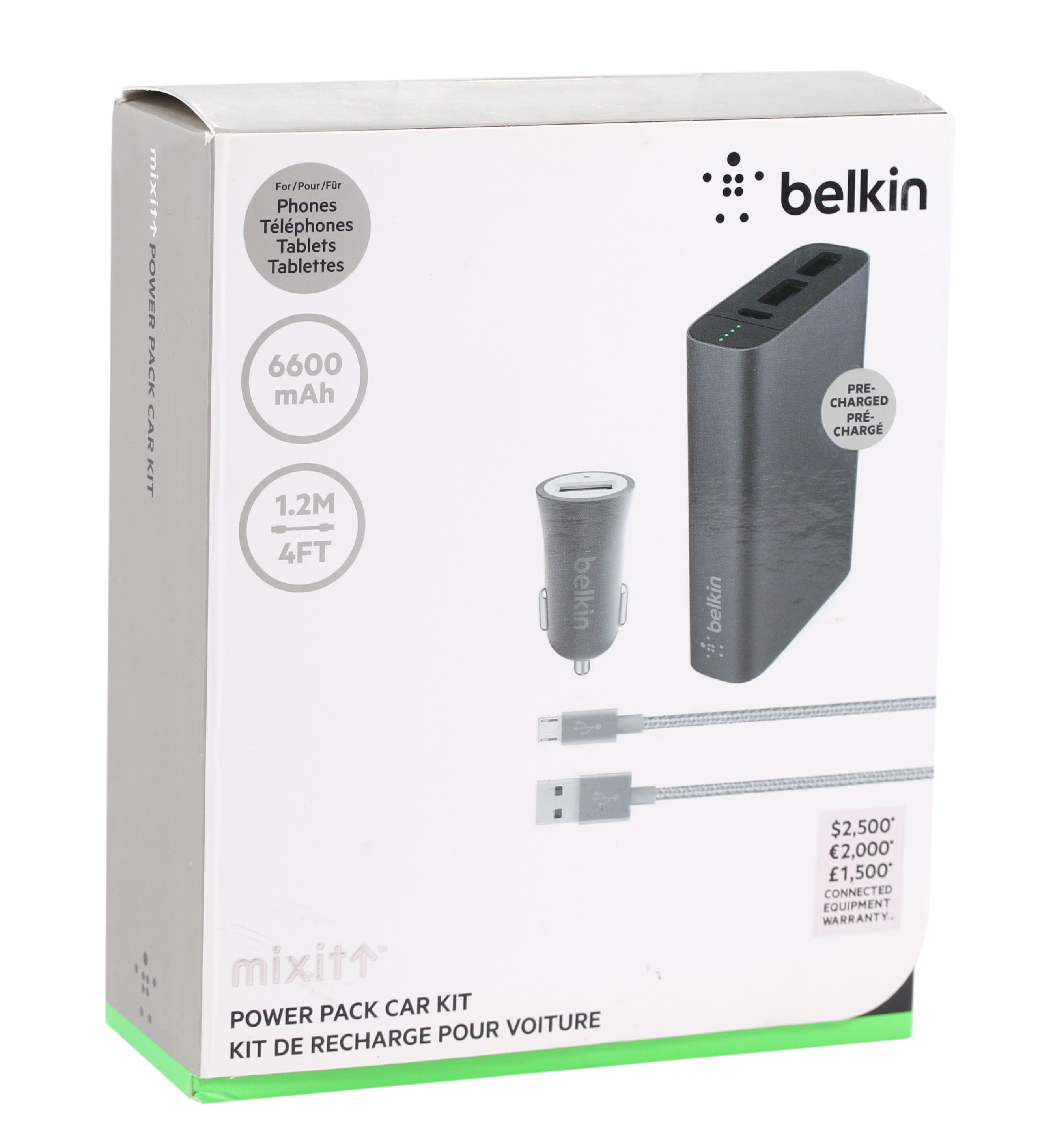 Belkin Mixit Power Pack Car Kit W Battery Pack Amp Car Charger 6600mah Gray Walmart Com