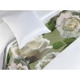 thumbnail image 3 of Floral Bed Runner, Romantic Innocent White Roses English Garden Inspired Petals, Decorative Accent Bedding Scarf for Hotels Homes & Guest Rooms, Twin, Olive Green Ivory and Emerald, by Ambesonne, 3 of 3