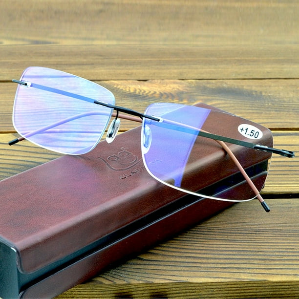 Gafas De Aleación De Titanio Sin Montura , Lentes Multifocales Progresivos De Revestimiento De 12 Capas , Lectura Cercanas + 0,75 A + 4