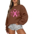 thumbnail image 2 of ZQGJB Breast Cancer Shirts For Women Pink Ribbon Sweatshirt Breast Cancer Awareness Crewneck Pullover Tops Casual Long Sleeve Graphic T-Shirts Brown XXL, 2 of 5