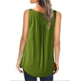 thumbnail image 2 of Yolossia Womens Solid Color Sleeveless Buttons T Shirt Pleated Vest Tank Tops, 2 of 4
