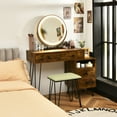 thumbnail image 2 of Costway Vanity Table Stool Set Dimmer LED Mirror Large Cabinet Drawer Rustic Brown, 2 of 10