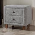thumbnail image 2 of Benjara Lyno 20" Bedroom Nightstand with 2-Drawers in Gray Boucle Fabric, 2 of 6