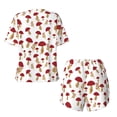 thumbnail image 6 of Wukai Red Mushroom Print Women's Pajama Set - Short-Sleeve Top and Shorts with Elastic Waistband and Pockets for Loungewear, Yoga, and Casual Wear-3X-Large, 6 of 8
