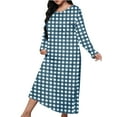 thumbnail image 2 of Caywon Womens Plaid Robes Casual Loose Pajamas Comfy Soft Home Wear Long Sleeve Plus Size Nightdress Cute Mid Sleepwear, 2 of 6
