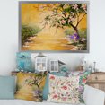 thumbnail image 3 of Beautiful Girl Standing By The Flowering Tree 20 in x 12 in Framed Painting Canvas Art Print, by Designart, 3 of 4