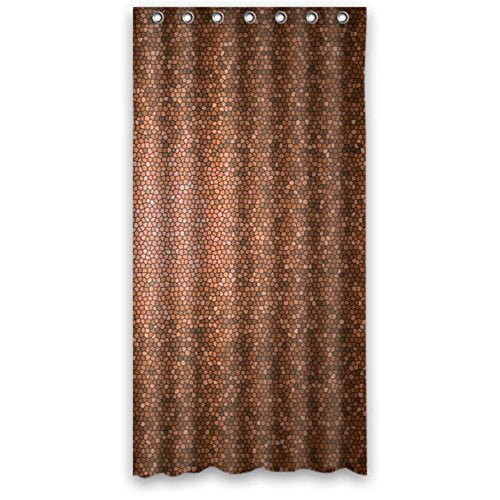 Odecor Mosaic Orange Brown Shower, Fabric Shower Curtain Dark Brown
