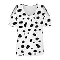 thumbnail image 2 of Womens Cold Shoulder Tunic Tops with Prints Short Sleeve V Neck Graphic Tees Summer Fashion Tshirts (XL, White-Cow), 2 of 7