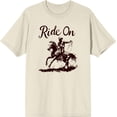 thumbnail image 3 of Cowboy "Ride On" Adult Natural Crew Neck Short Sleeve Tee-XL, 3 of 4