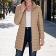 thumbnail image 2 of Enjoytime Quilted Jackets for Women Long Sleeve Zip Up Hooded Puffer Coat Winter Warm Soft Lightweight Stand Collar Long Jacket, 2 of 8