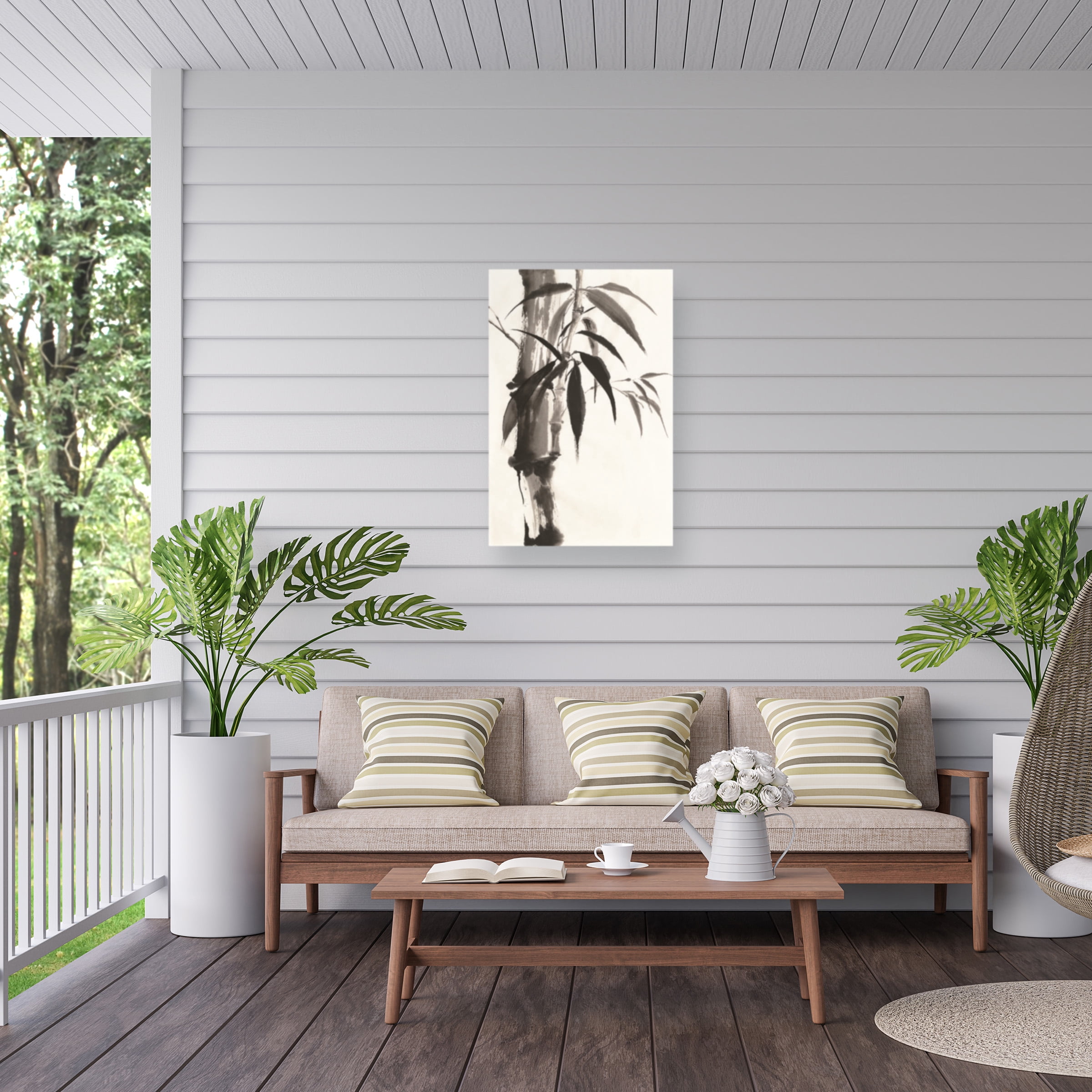 Chris Paschke 'Sumi Bamboo' Outdoor Canvas 19x19