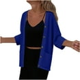 thumbnail image 2 of JUSLIO Button-Up Shirts for Women with Pockets Solid Cardigans Fashion Long sleeve Cardigans Blue XL, 2 of 6