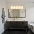thumbnail image 2 of YANSUN 39.8 in 5-Light Square Vanity Light, Modern Chrome Bathroom Mirror Light with White Frosted Glass Shades, E26 Base (Bulbs Not Included), 2 of 8