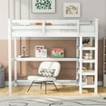 thumbnail image 1 of Full Loft Bed with Workstation - Solid Pine Wood Frame, Built-In Desk, Shelves & Drawers, Staircase for Safe Access, 1 of 9