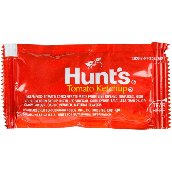 Hunts 9 Gram Portion Packets Tomato Ketchup - 1000/Case