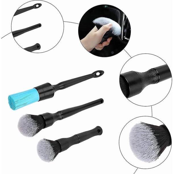 Car Detailing Brush Set, 3-Pack Car Cleaning Brush Set, Car Cleaning Brushes, Soft, Car Detailing Brushes for Car