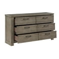 thumbnail image 3 of Benjara Niti 63 Inch Wide Dresser, 6 Drawers with Black Handles, Plank Style, Gray, 3 of 5