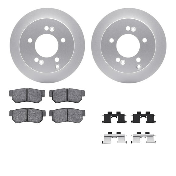 Dynamic Friction Company Rear Geospec Brake Rotors with 5000 Advanced Brake Pads includes Hardware 4512-03100