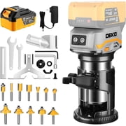 Restored 20V Cordless Router Tool with 1x4.0Ah Battery, Variable Speed & Adjustable Depth, Brushless Motor Hand Wood Router, Edge Guide, Roller Guide, Dust Hood & Bits Included