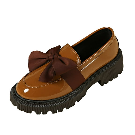 YLYL Women's Bowknot Loafers Chunky Heel Lug Sole Fashion Casual Slip on Business Office Shoes for Daily Wear