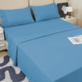 thumbnail image 3 of shiyou-Queen Sheets, Soft Microfiber Cooling Sheets Drap Lit with Corner Straps, Denim Blue Deep Pocket Luxury Hotel Cozy Bedding Set, 3 of 4