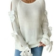 thumbnail image 3 of Women'S Oversized Sweaters Fall Cute Crewneck Long Sleeve Knit Pullover Sweater Jumper Tops Cream White L, 3 of 9