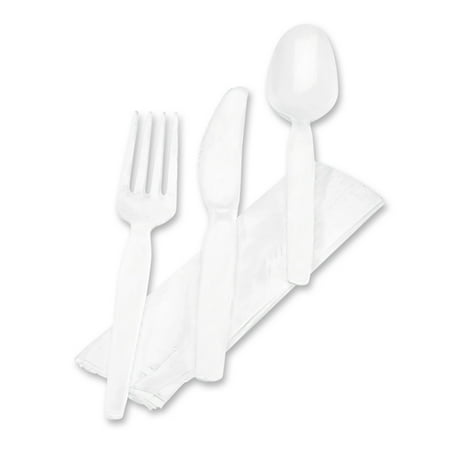 Dixie CM26NC7 Wrapped Tableware/Napkin Packets, Fork/Knife/Spoon/Napkin, White, 250/Carton