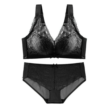 

Hwmodou Women s Lingerie Sets Underwear Solid Color With Buttons Lace Thin No Steel Ring Gather Bra And Panty Set For Women