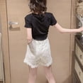thumbnail image 4 of XXWXYD Teen Girls Denim Shorts Bermud𝖺 Jorts Wide Leg Raw Hem Elastic Waist Y2K Style Summer Casual Stretch Comfort Vintag𝖾 Fashion Solid Shorts, 4 of 4