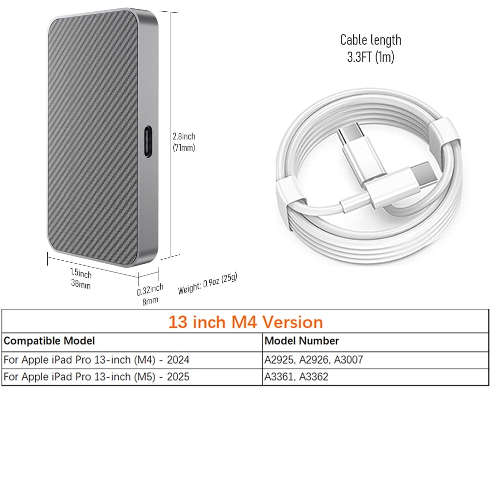 Magnetic Wireless Charger for Apple iPad Pro 13-inch M4/M5, Smart Connector Charging