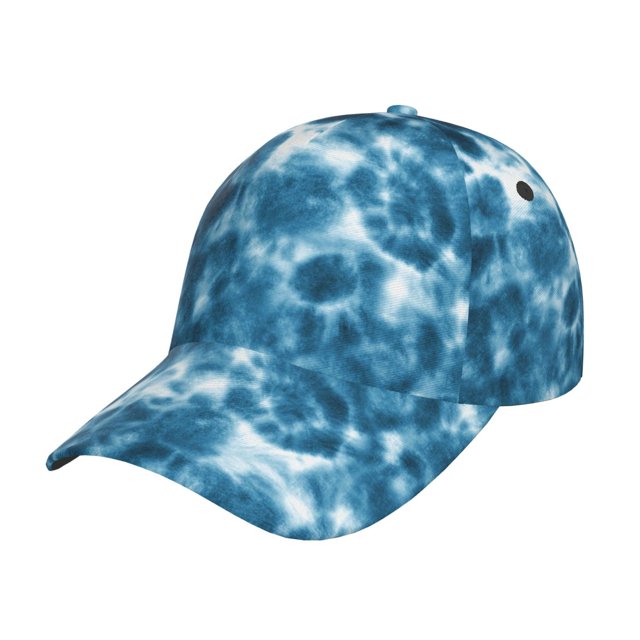 Fotbe Blue Tie Dye Gorro Clásico de Béisbol, Gorra Ajustable con Broche Snapback, Gorro de Exterior de Algodón Suave