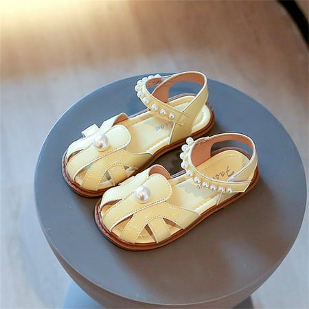

Hawee Girls PU Leather Large Pearl Beaded Sandals Shoes JW293 Size 5-10