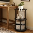 thumbnail image 3 of Furinno TURN-N-TUBE Side Table, 3-Tier Round End Table, Half Round Top Panel Night Stand, Nightstand, Bedside Table with Open Shelf, for Living Room, Bedroom, Black Espresso, 3 of 5