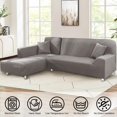 thumbnail image 6 of Sectional Couch Covers 2-Piece Softness L Shaped Sofa Cover Super Stretch L-Type Couch Slipcover with 2Pcs Pillowcases Sofa Slipcover 3 Seater + 3 Seater Furniture Protector (Silver Grey), 6 of 14