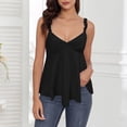 thumbnail image 2 of uobin Tops for Women Sleeveless Ruffle Strap Low Cut V Neck Backless Solid Color Tank Top Cute Summer Flowy Going Out Top, 2 of 4