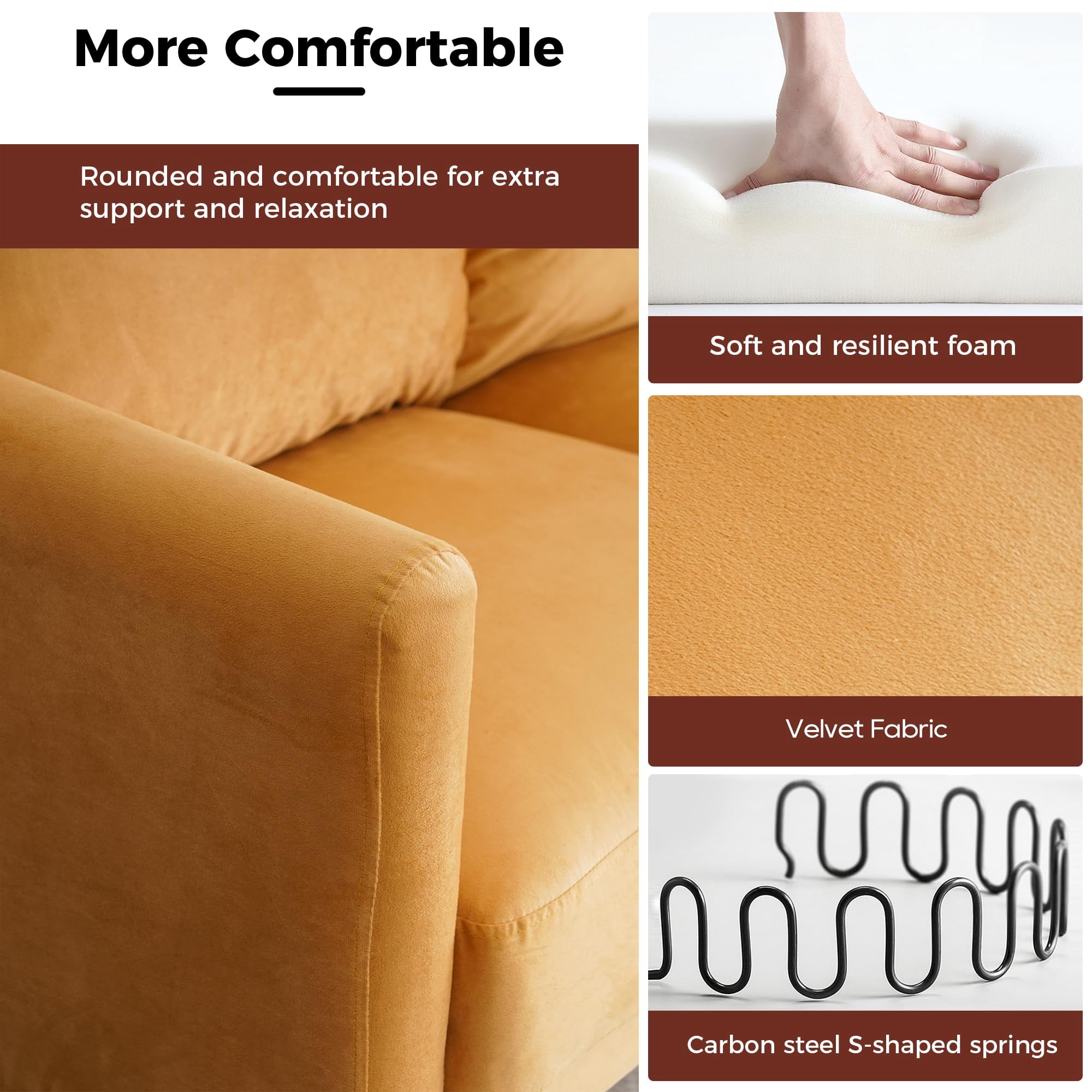 Znerfarg 56'' Squre Arms Loveseat, Thickened Sofa Seat Cushion for More Comfort,32.9'' H X 56'' W X 29.9'' D