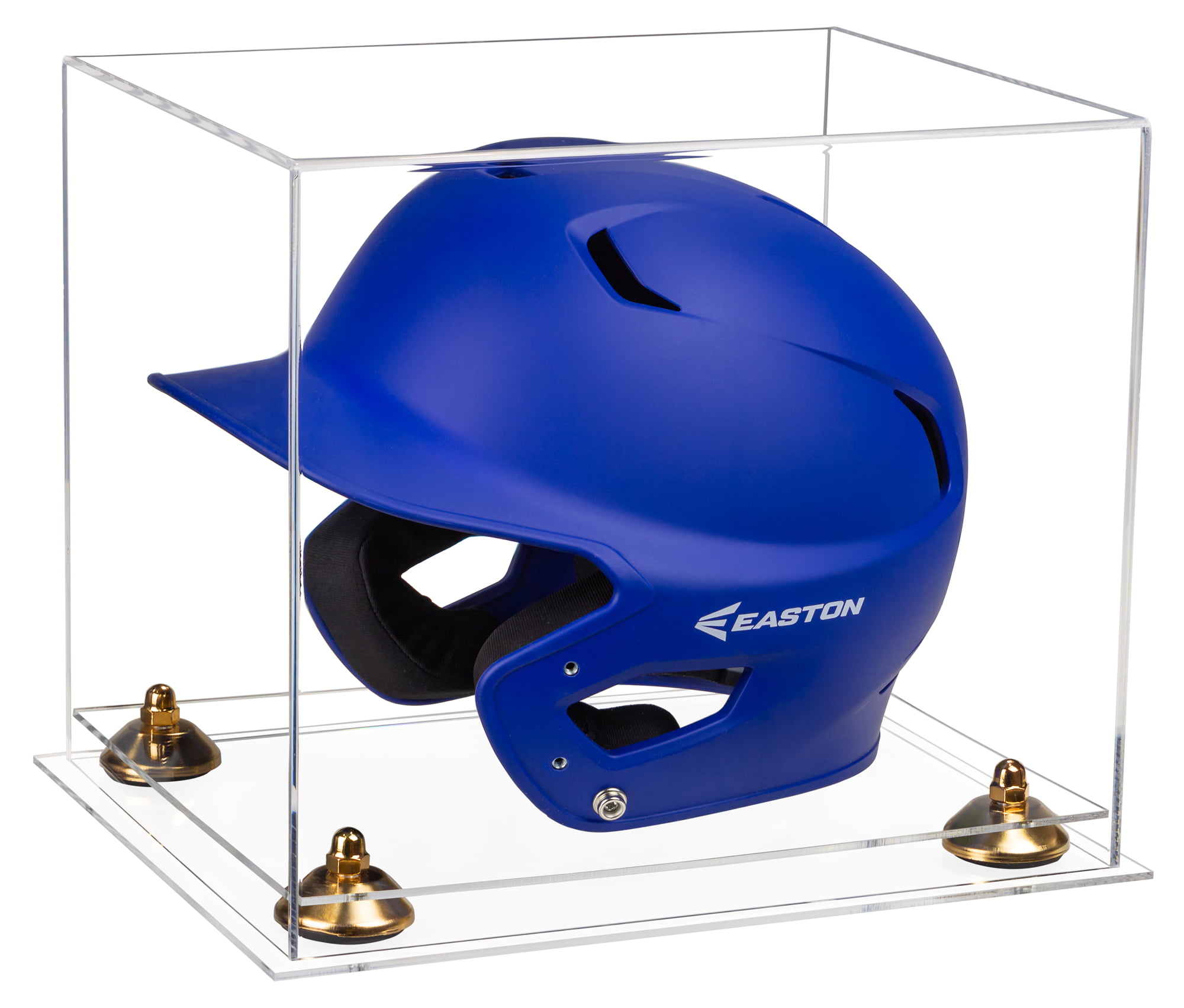Baseball Batting Helmet Acrylic Display-Wall Mount-Mirror-Gold Risers A012-GR 