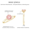 thumbnail image 6 of Rosec Jewels IGI Certified Lab Grown Pink Diamond Solitaire Engagement Ring - 1 Carat - Fancy Pink Color and VS1 Clarity - Gift for Special Occasions, 14K Yellow Gold, US 4.50, 6 of 9