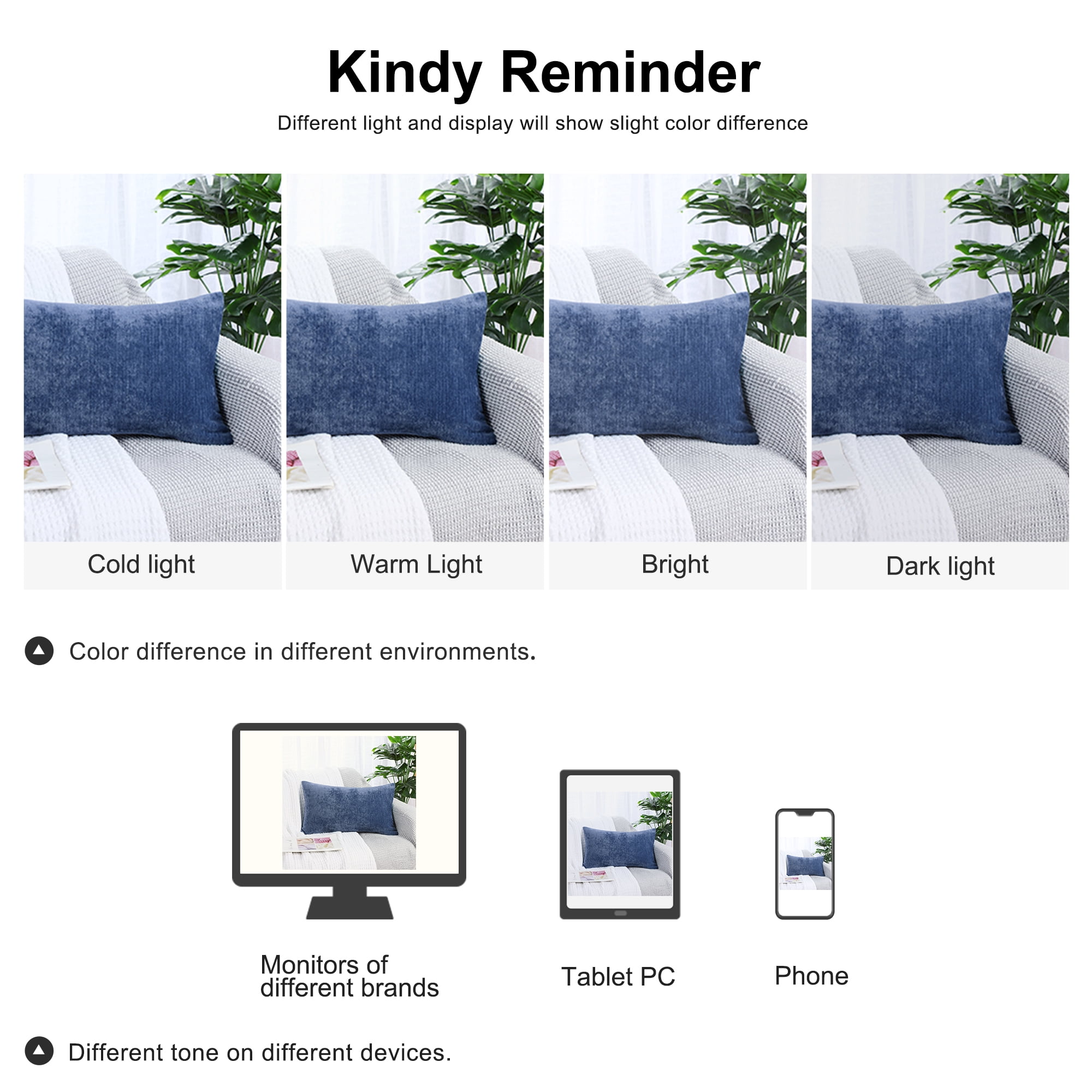 Unique Bargains Soft Water Repellent Throw Pillow Covers Navy Blue 12"x20"