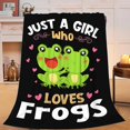 thumbnail image 2 of Frog Blanket Just A Girl Who Loves Frogs Super Soft Fluffy Warm Cozy Lightweight Fleece Frog Gifts Blanket for Adults Kids Home Decor Blanket for Couch Bed Living Room Office Camping 60"x80", 2 of 5
