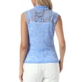 thumbnail image 3 of INSPIRE CHIC Floral Lace Tank for Women's Mock Neck Sleeveless See Through Tank Tops L Blue, 3 of 6